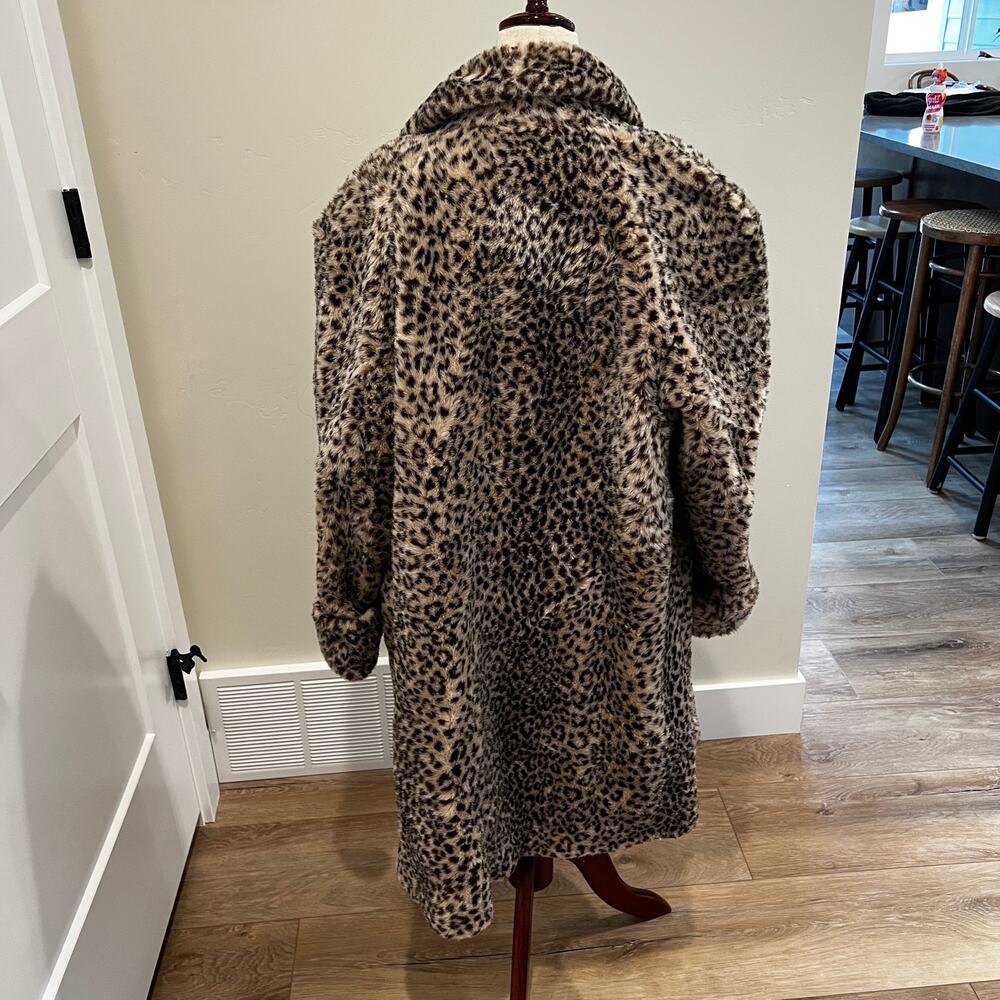 JOHN CARUANA Women's Vintage Leopard Faux Fur Coat Size M - Picture 2 of 8